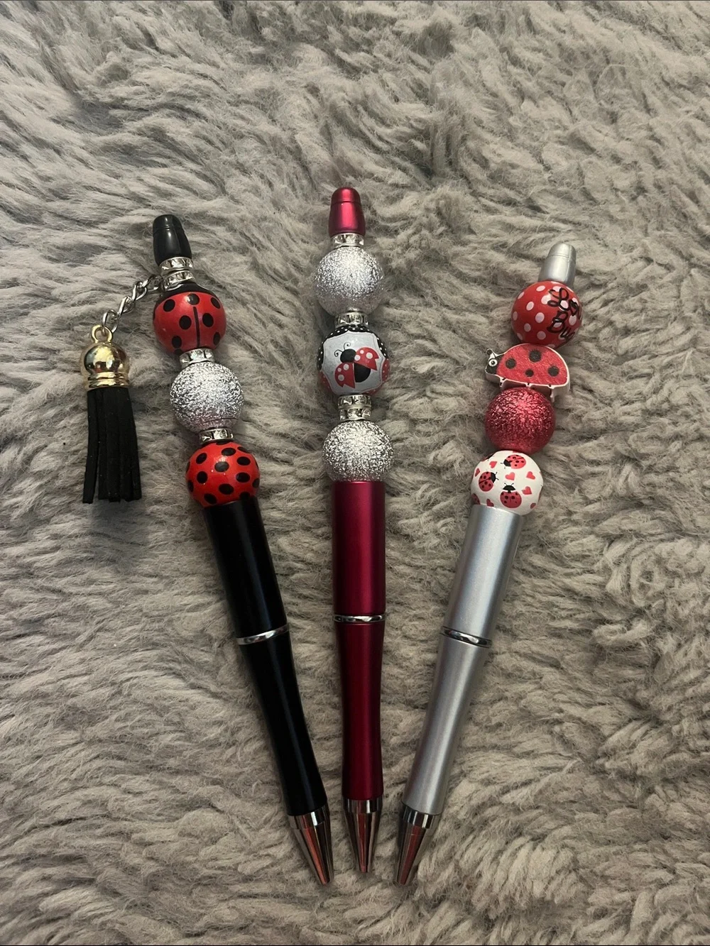 Ladybug Beaded Pen Trio- Red, Black, Silver Great Teacher, Nurse Gift Idea 25